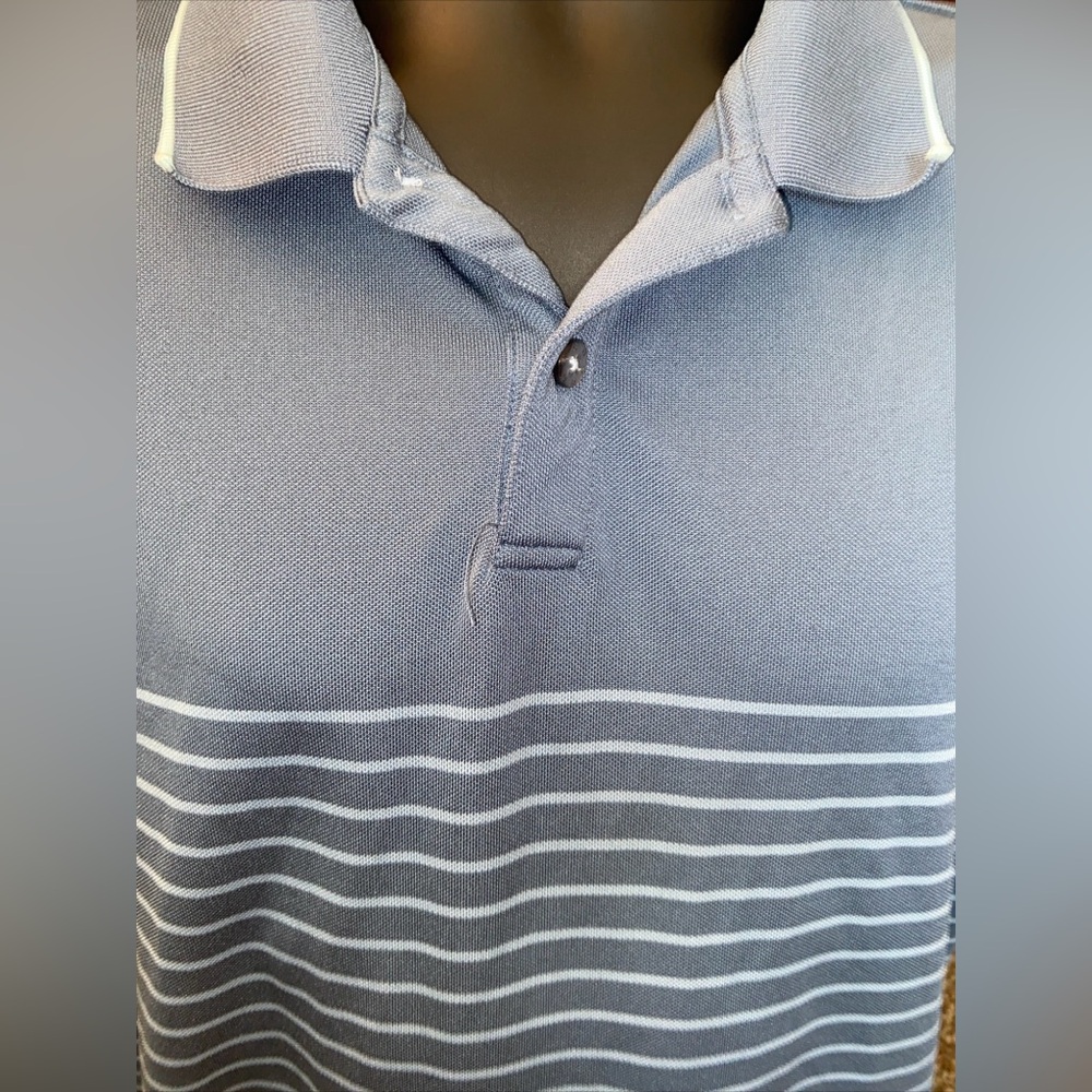 FootJoy Shirt Men Size XL Bluish Gray Striped Polo Stretch Performance Golf - Picture 3 of 7